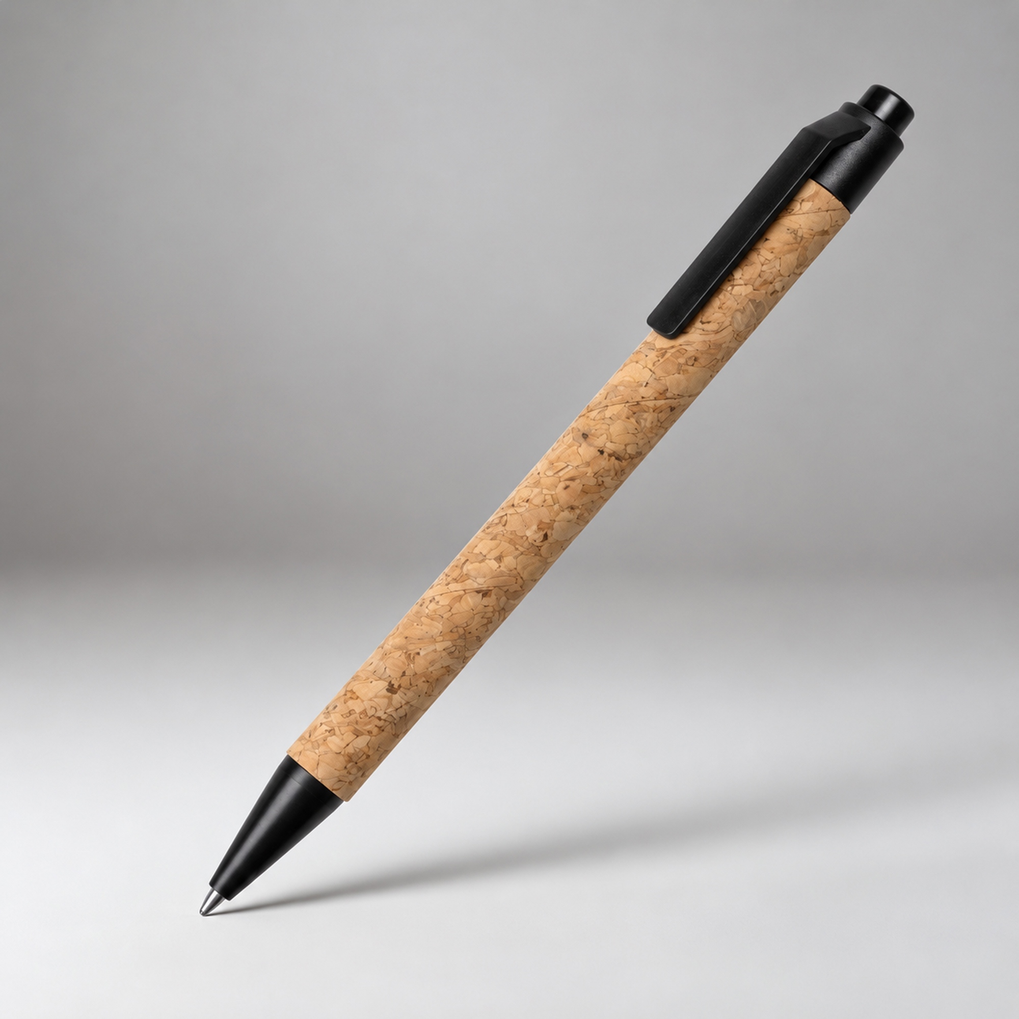 Ручка из пробки и переработанной пшеницы шариковая Evora, пробка/черный