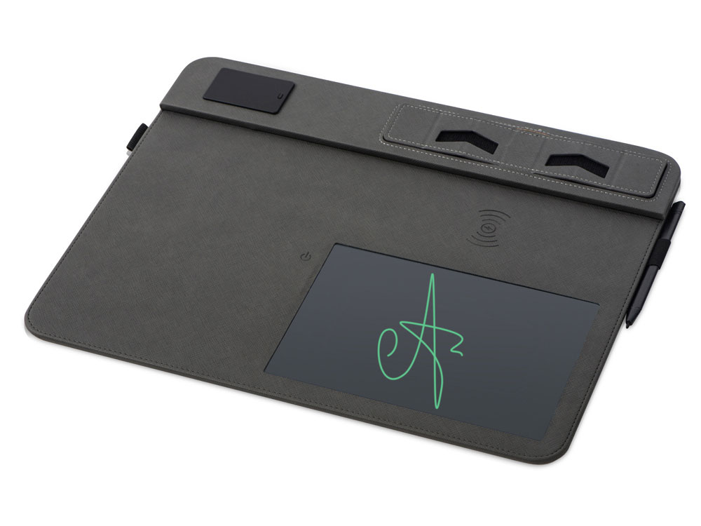 Многофункциональный коврик для мыши «Multi Pad» с беспроводной зарядкой и LCD экраном, 10 Вт, черный