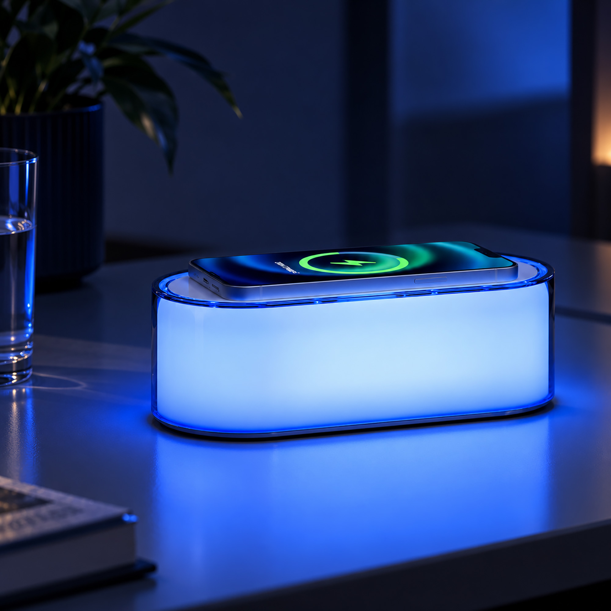Ночник с беспроводной зарядкой и RGB подсветкой Miracle, 15 Вт, белый