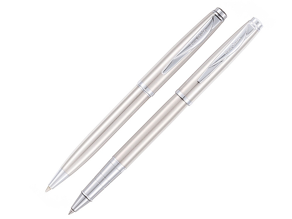 Набор Pierre Cardin коллекция «ПАРА (PEN&PEN)» : ручка шариковая + роллер. Корпус - латунь и хромоникилевое покрытие.Отделка и детали дизайна - сталь, хром. Цвет - серебристый. Упаковка Е.